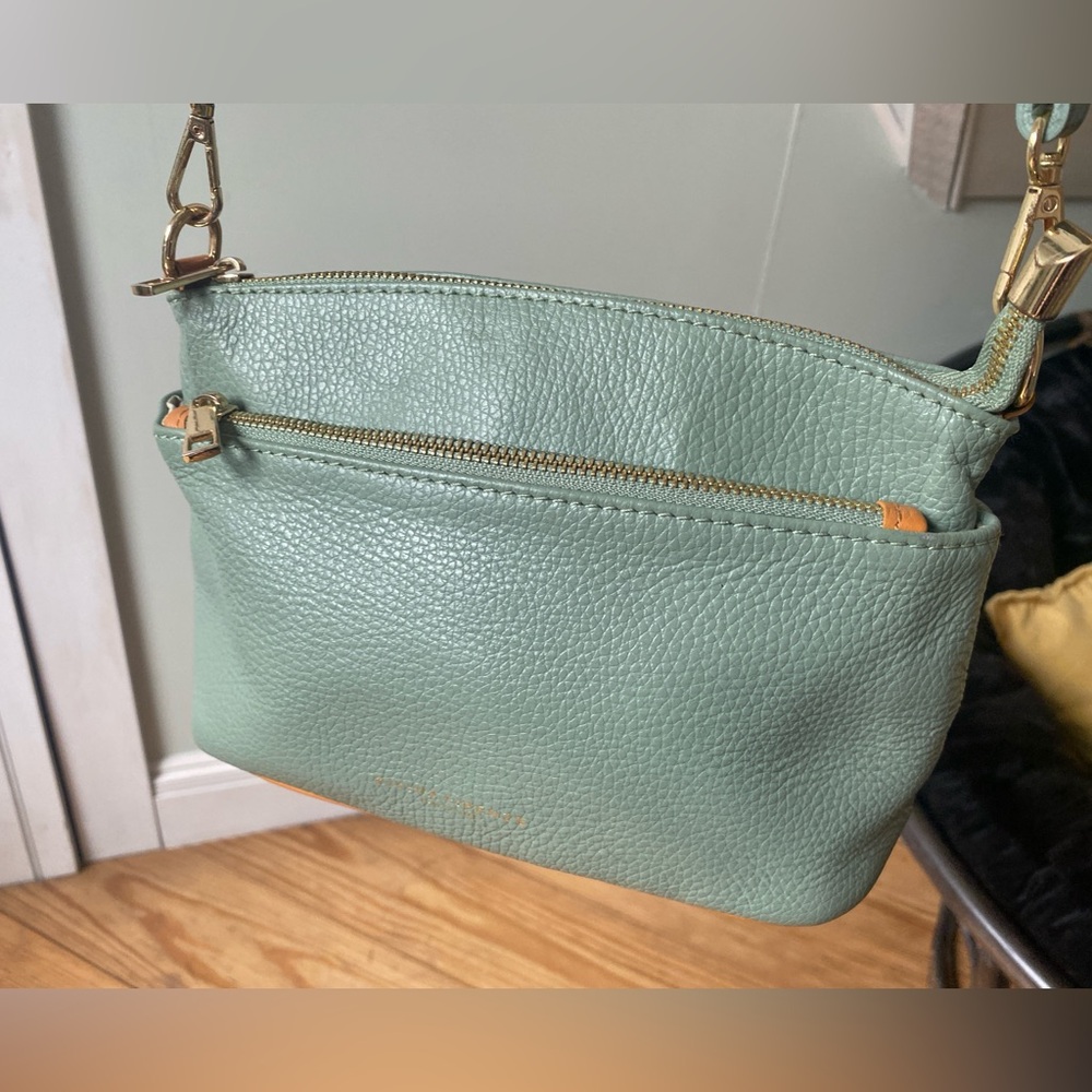 Divinia Firenze | Mint Green Pebbled Italian Leather Purse | Crossbody - Picture 2 of 15